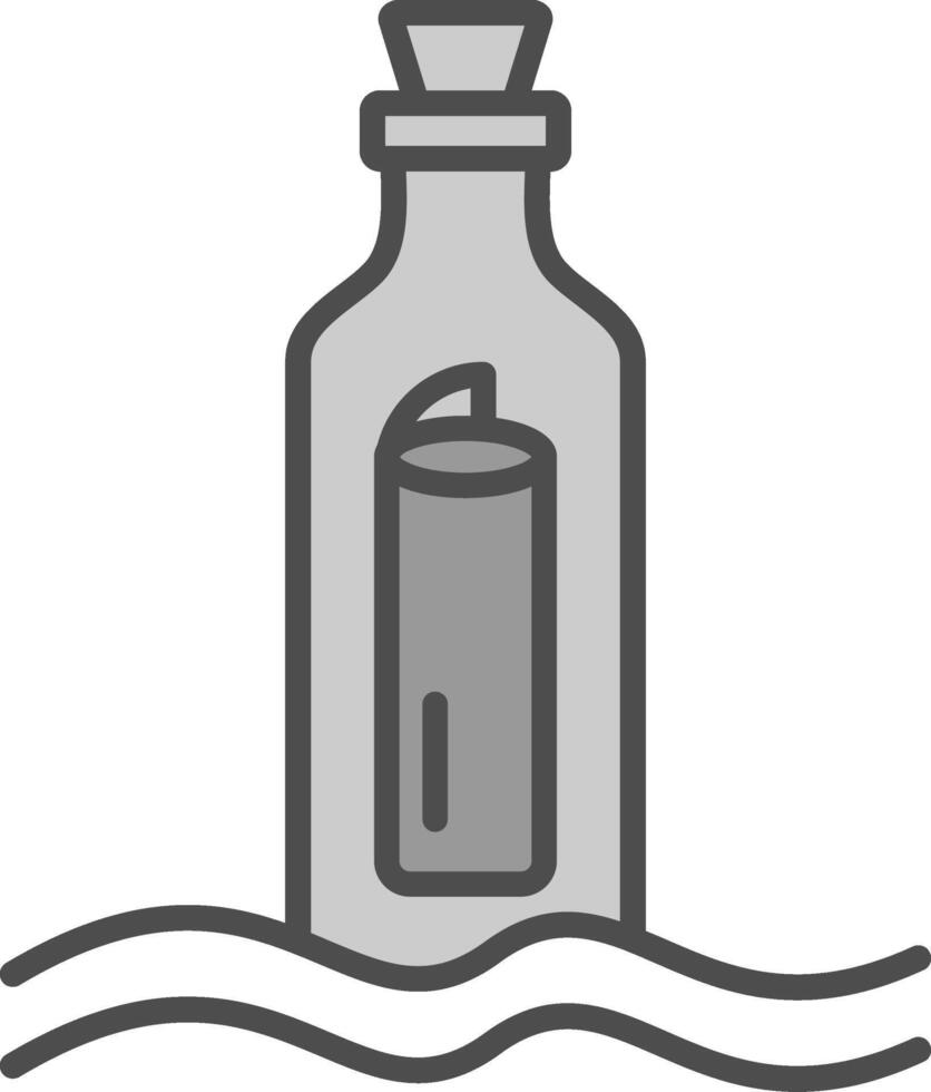 mensaje en un botella línea lleno escala de grises icono diseño vector