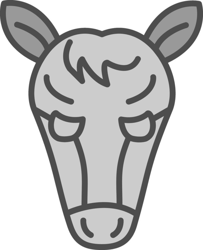 caballo línea lleno escala de grises icono diseño vector