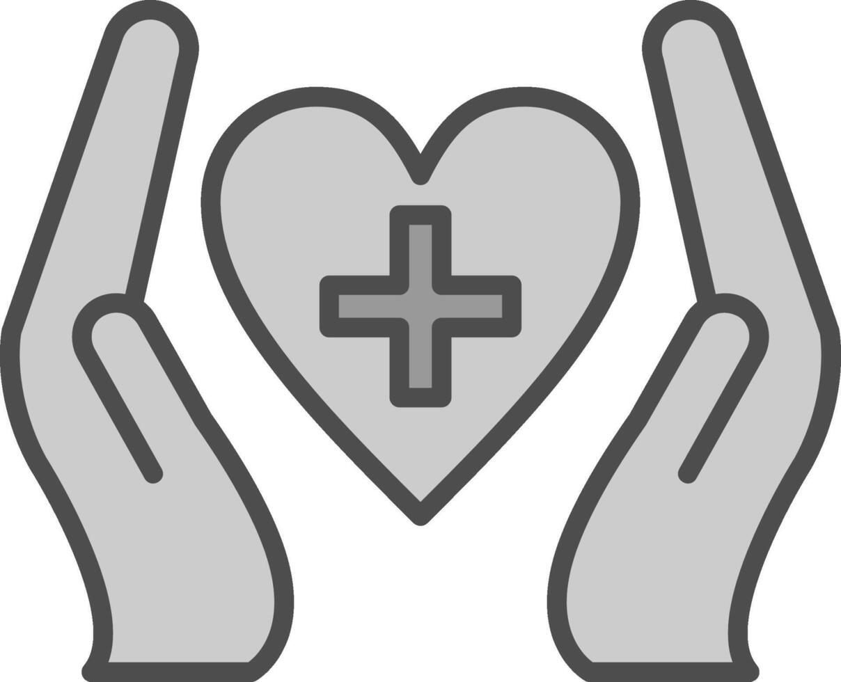 Heart Care Line Filled Greyscale Icon Design vector