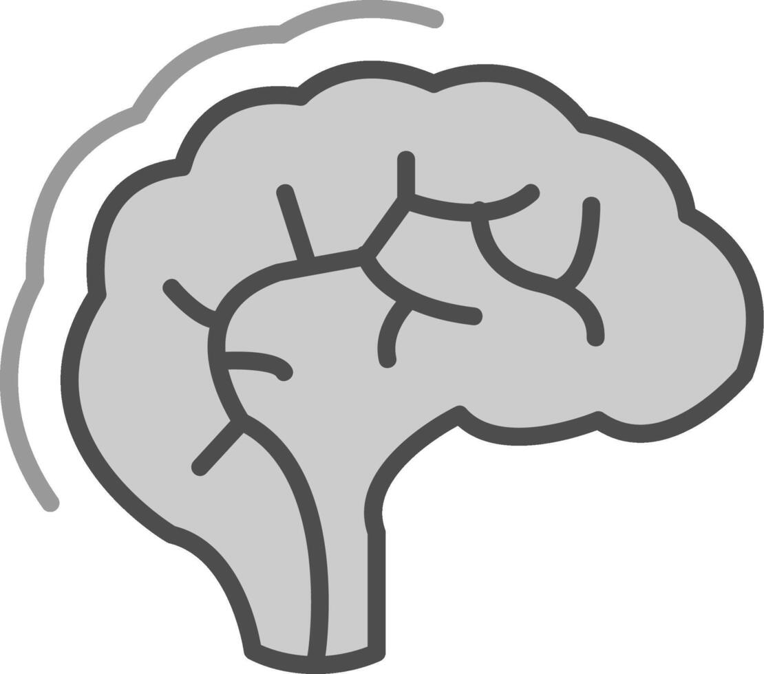 Human Brain Line Filled Greyscale Icon Design vector