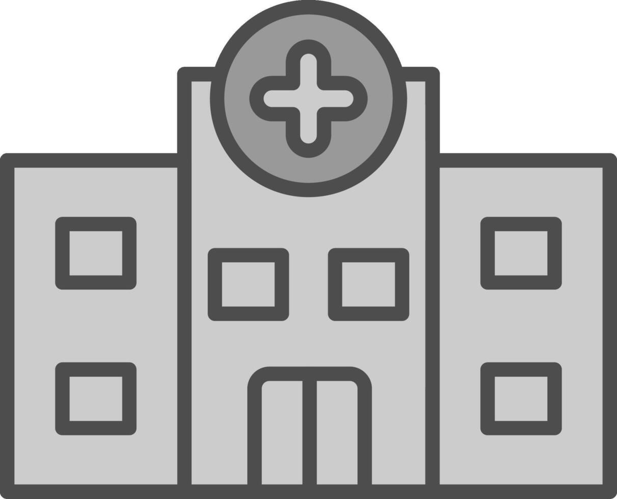 hospital línea lleno escala de grises icono diseño vector
