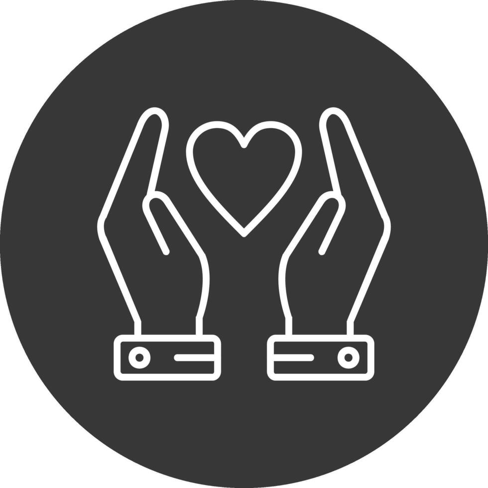 Hands Holding Heart Line Inverted Icon Design vector