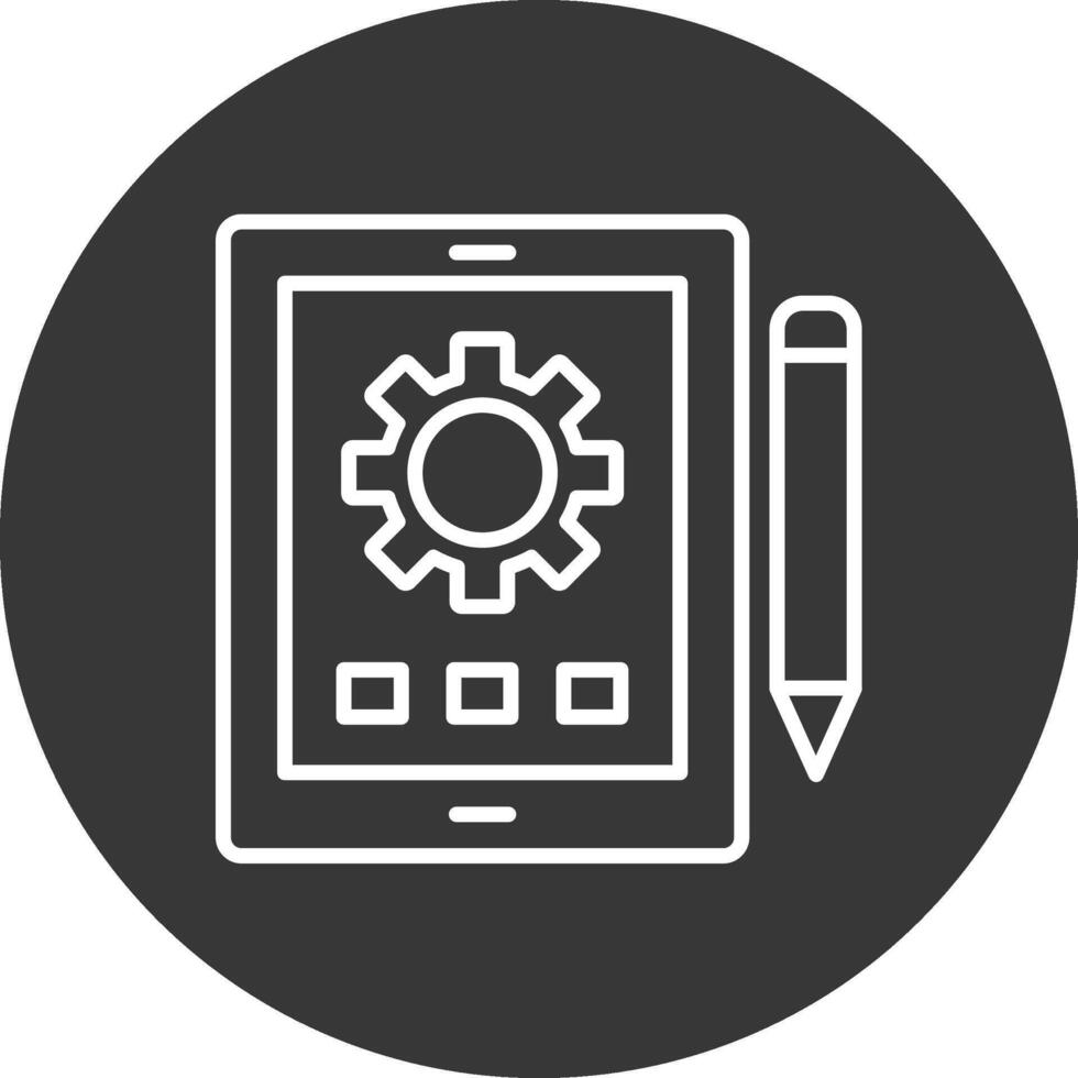 tableta línea invertido icono diseño vector