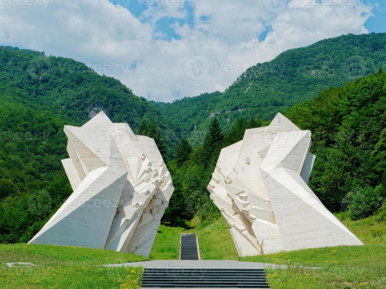 Memorial Complex to the Battle of Sutjeska at Tjentiste, Bosnia and Herzegovina. Yugoslav monument commemorating the struggles of the partisan during World War 2. photo