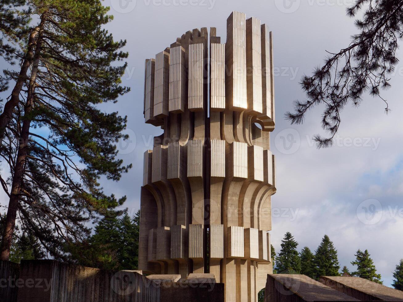 Monument to the Revolution in Kozara, Bosnia and Herzegovina. Yugoslav monument commemorating the struggles of the partisan during World War 2. photo
