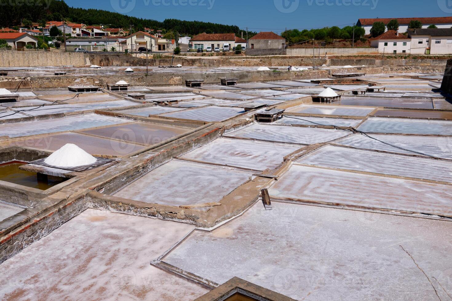 View of The Natural Salt Mines of Rio Maior in Portugal. Salt fields and salt extraction. photo