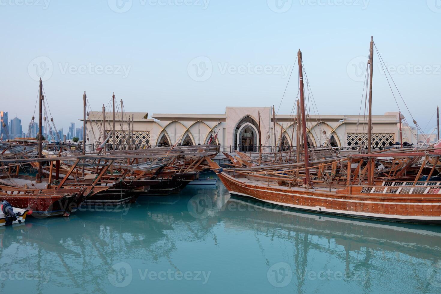 Corniche Tourist Boats Ride, Tourist attraction in Doha, Qatar. photo