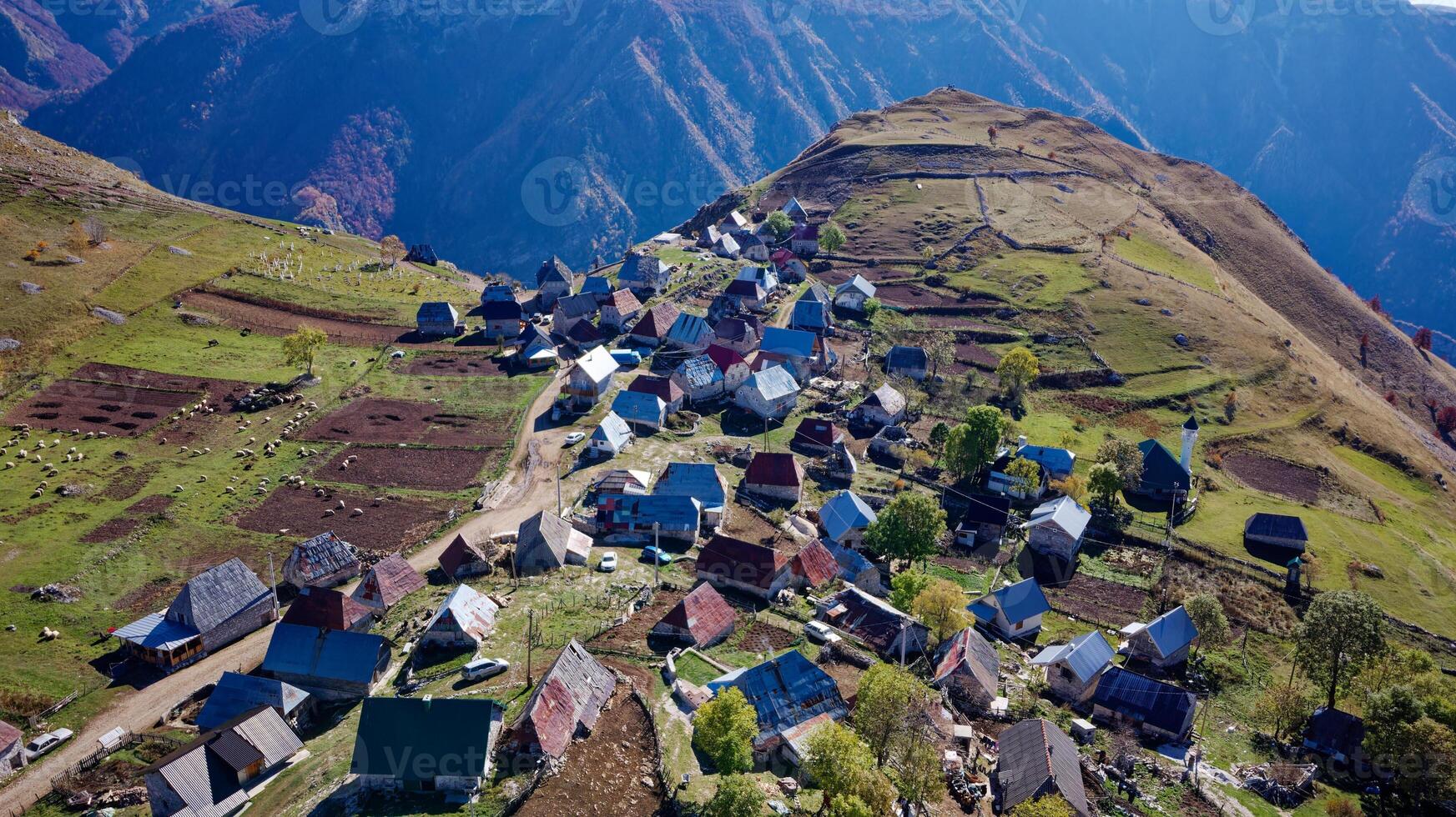 Mountain village Lukomir in Bosnia and Herzegovina. Unique and traditional village. Unique village in Europe. Medieval traditional way of living. Rural tourism and holidays. photo