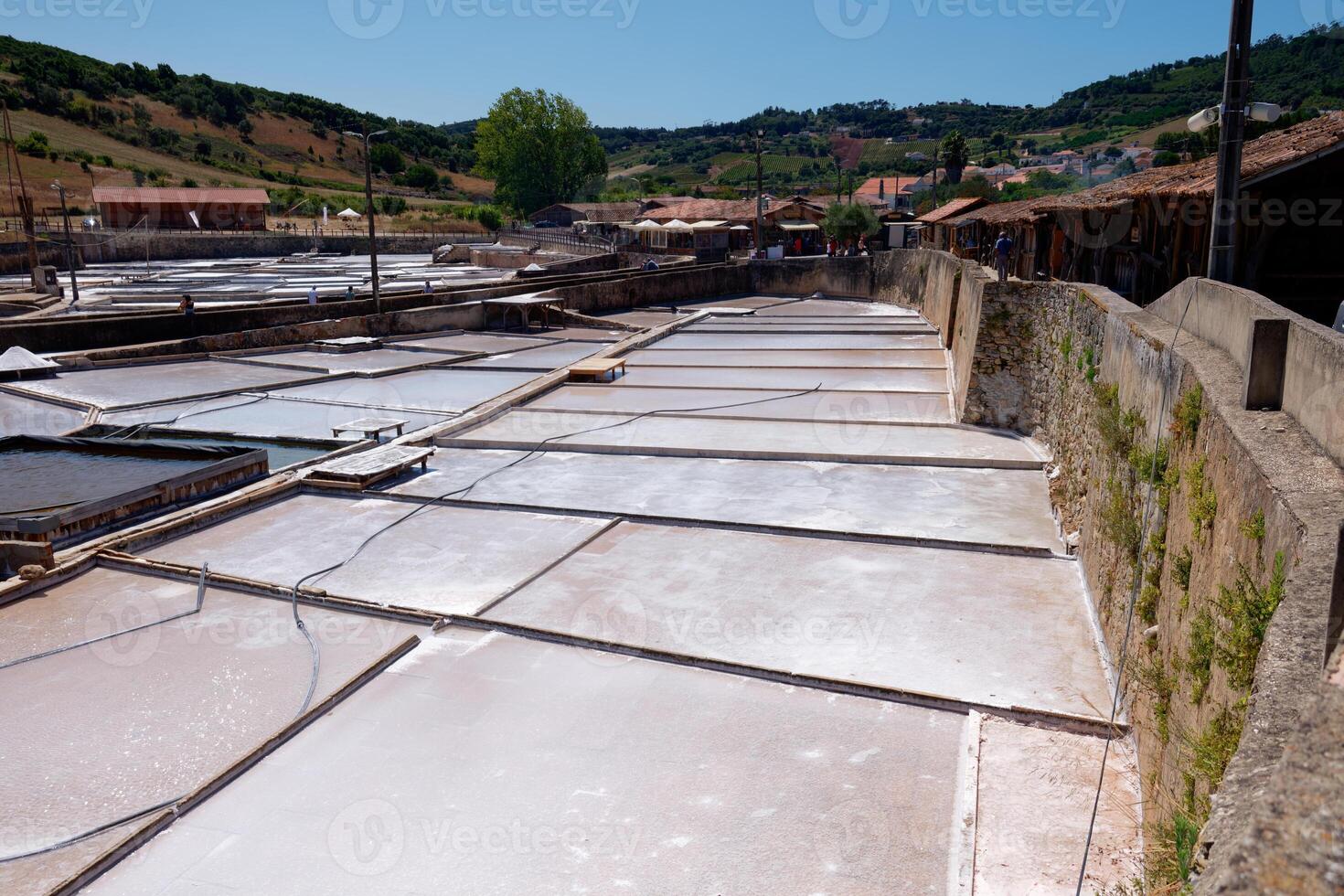 View of The Natural Salt Mines of Rio Maior in Portugal. Salt fields and salt extraction. photo