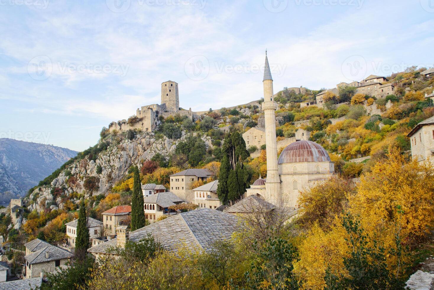 Historic urban site of Pocitelj, a traditional old village from Bosnia and Herzegovina. photo