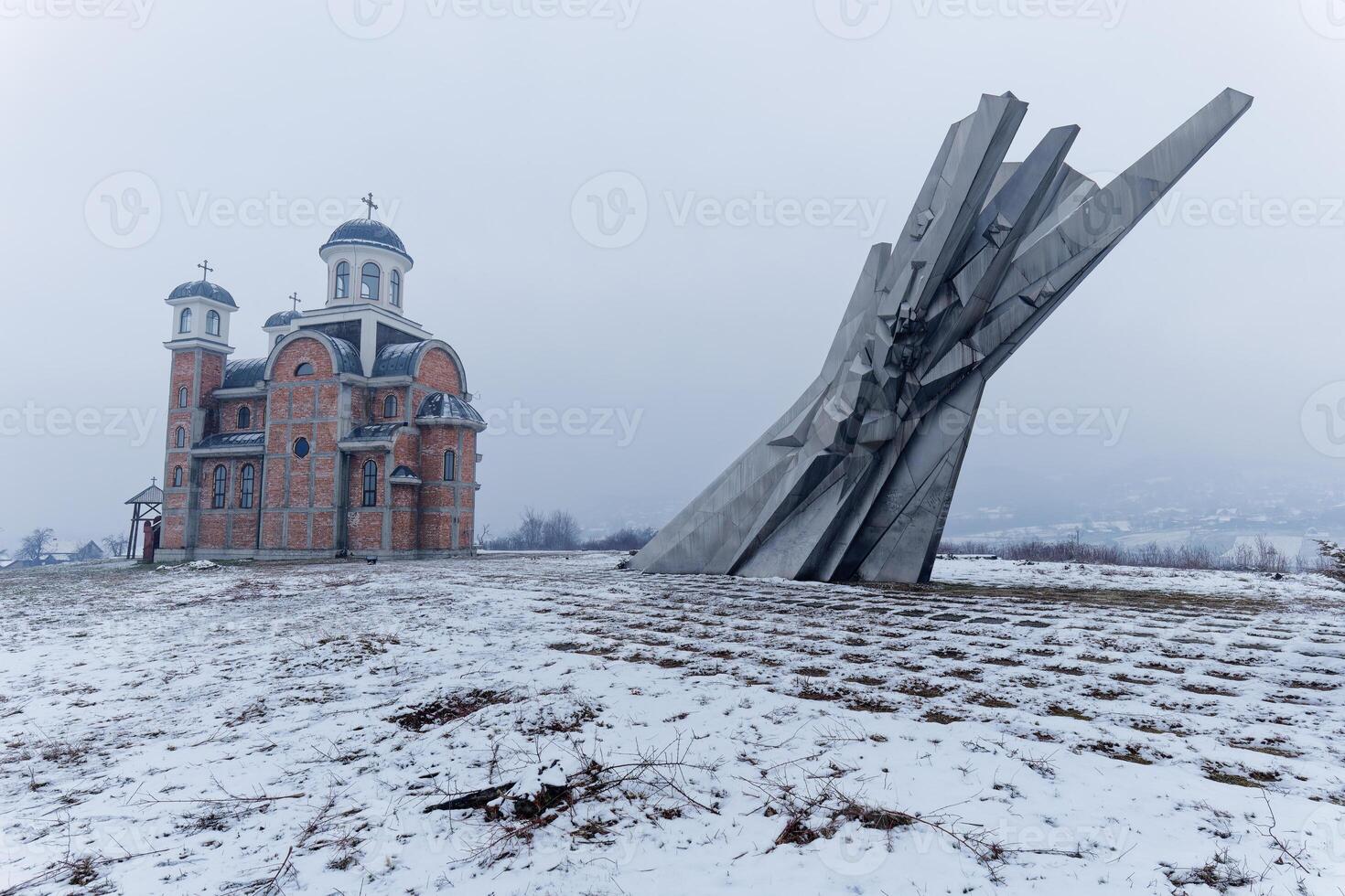 Monument to Fallen Soldiers at Ostra, Serbia. Yugoslav monument commemorating the struggles of the partisan during World War 2. photo