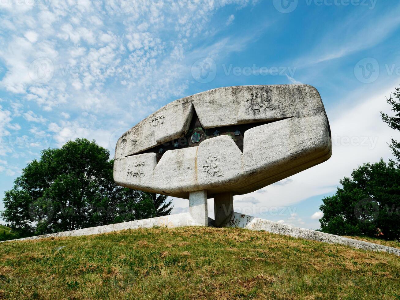 Monument to the Fallen Fighters in Vogosca, Bosnia and Herzegovina. Yugoslav monument commemorating the struggles of the partisan during World War 2. photo