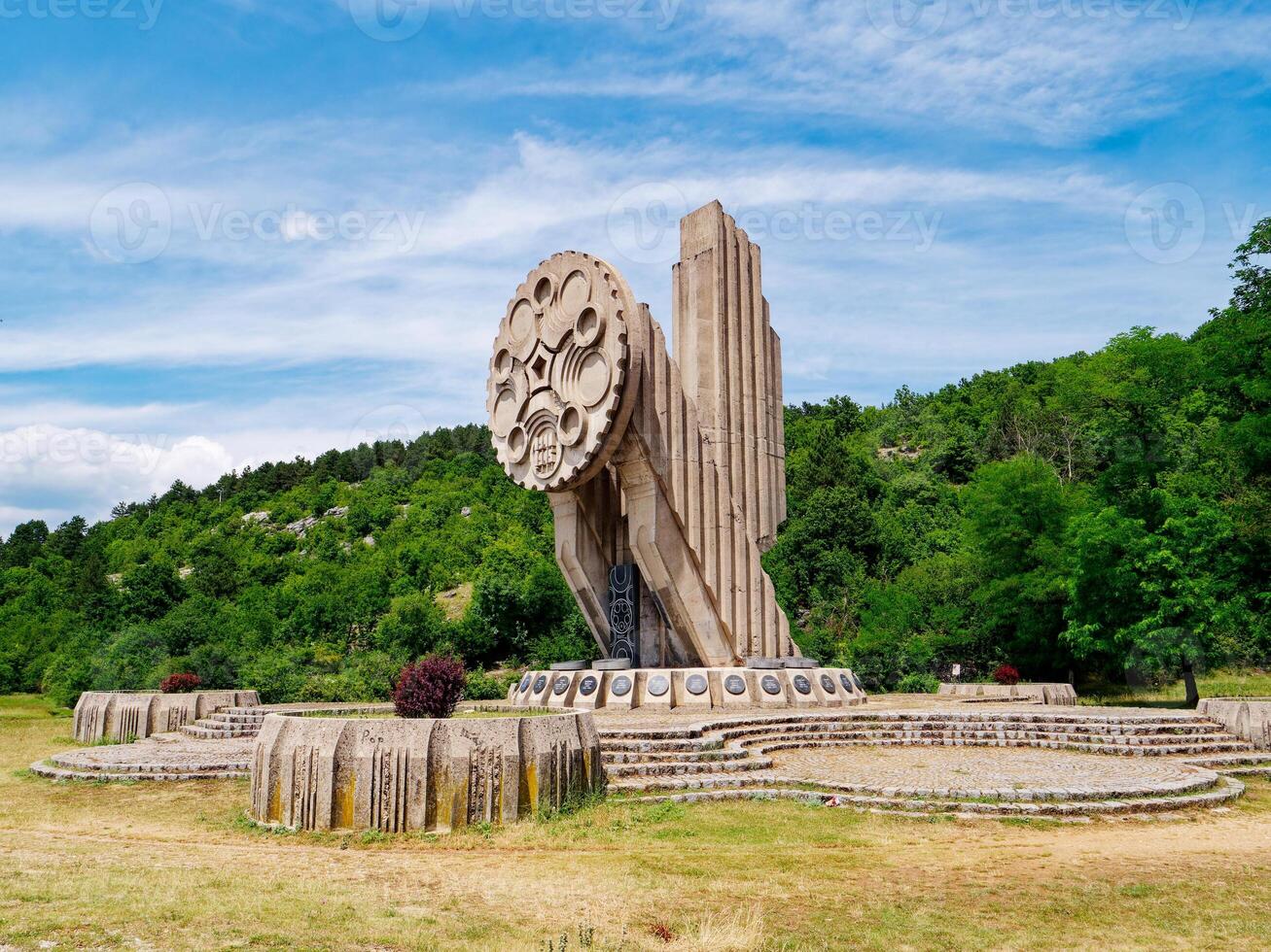 Partisan Monument in Niksic, Montenegro. Yugoslav monument commemorating the struggles of the partisan during World War 2. photo