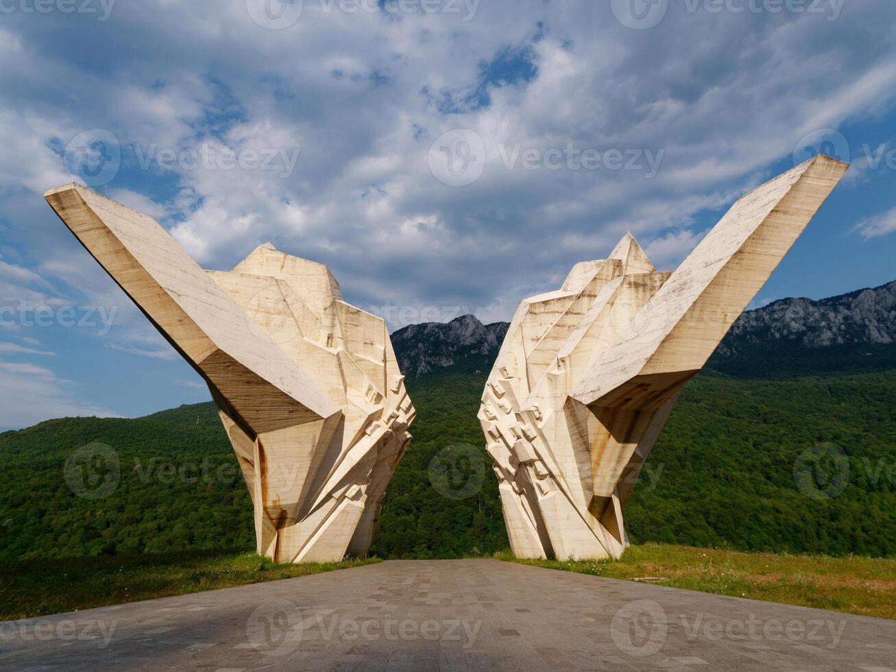 Memorial Complex to the Battle of Sutjeska at Tjentiste, Bosnia and Herzegovina. Yugoslav monument commemorating the struggles of the partisan during World War 2. photo