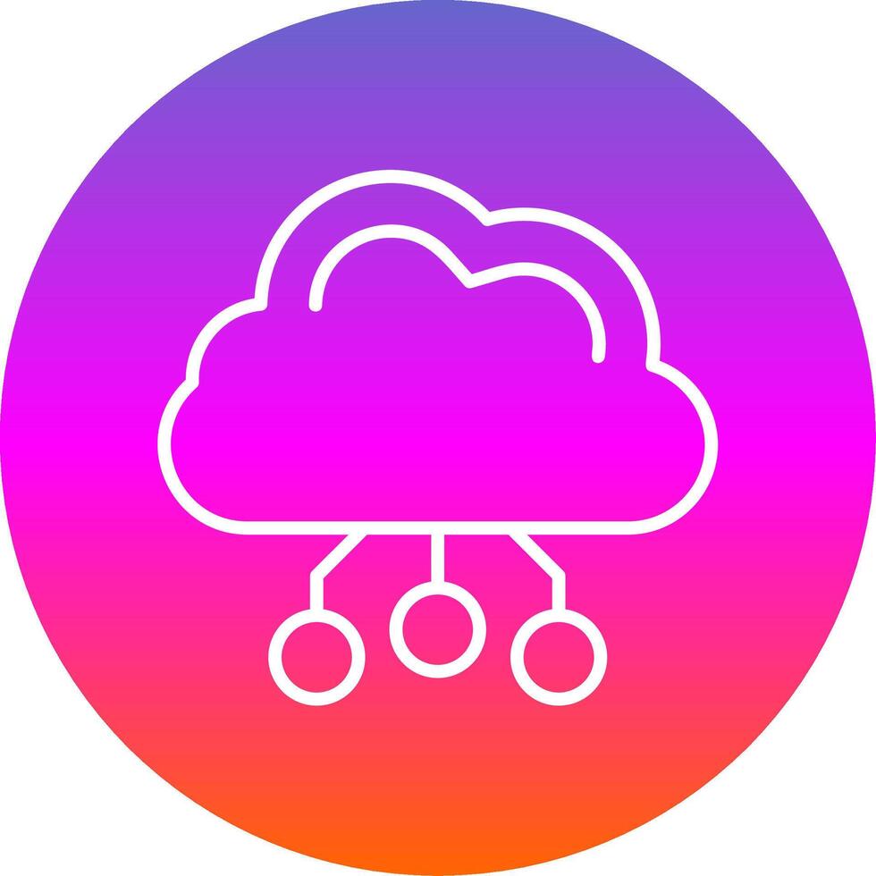 digital nube línea degradado circulo icono vector