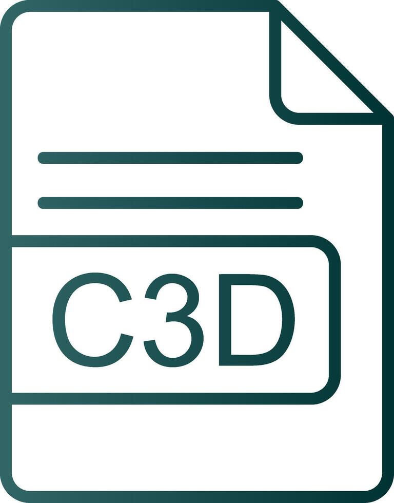 C3D File Format Line Gradient Icon vector