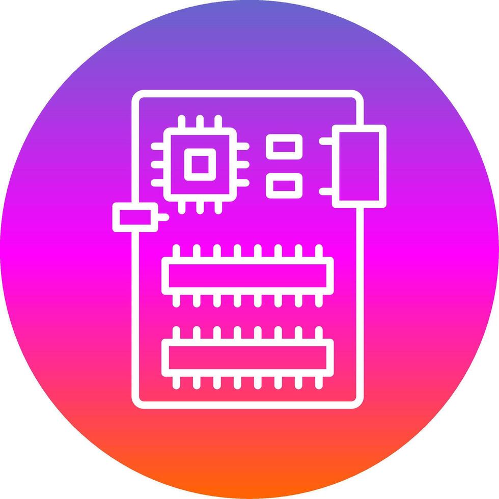 Circuit Board Line Gradient Circle Icon vector