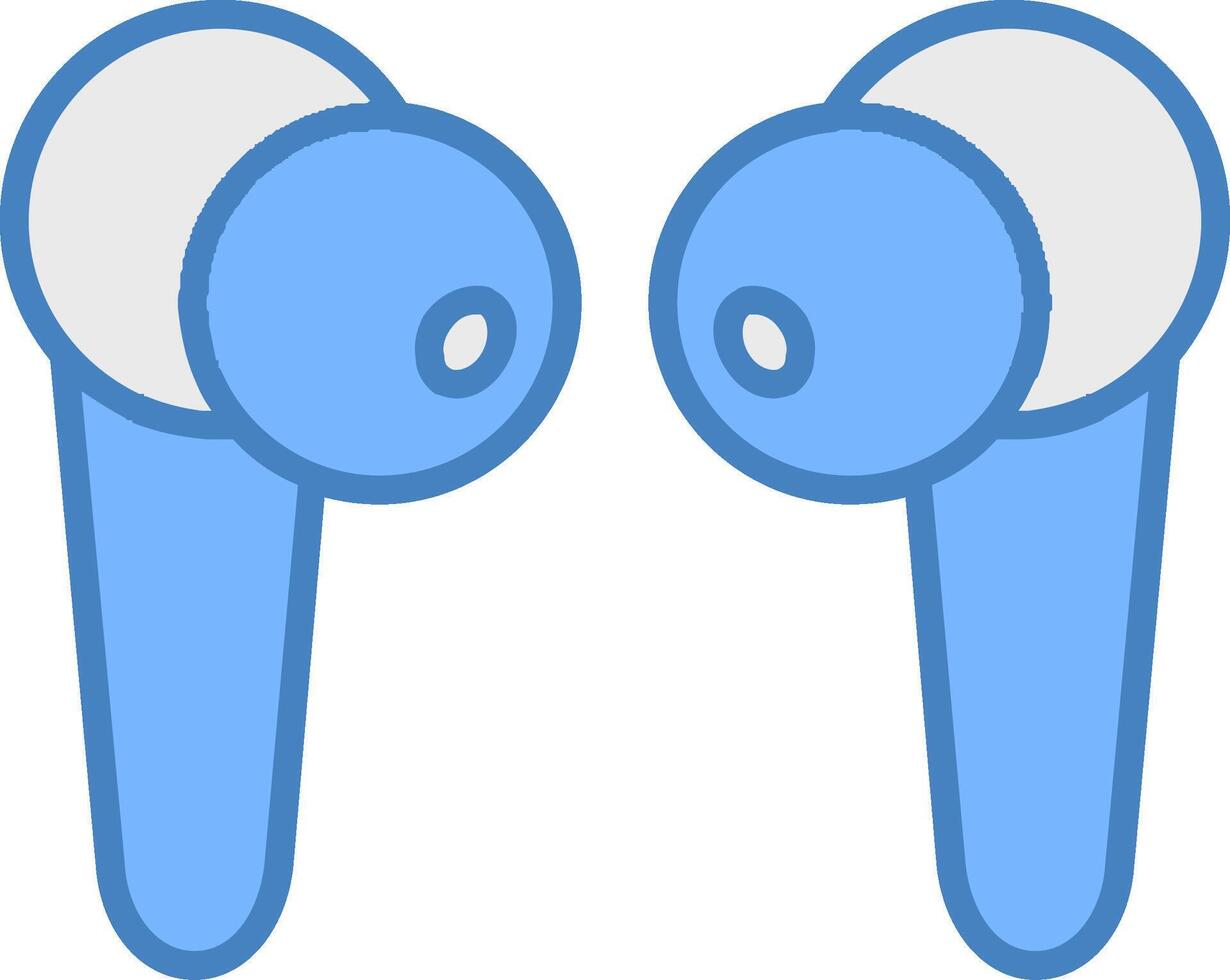 Earbuds Line Filled Blue Icon vector