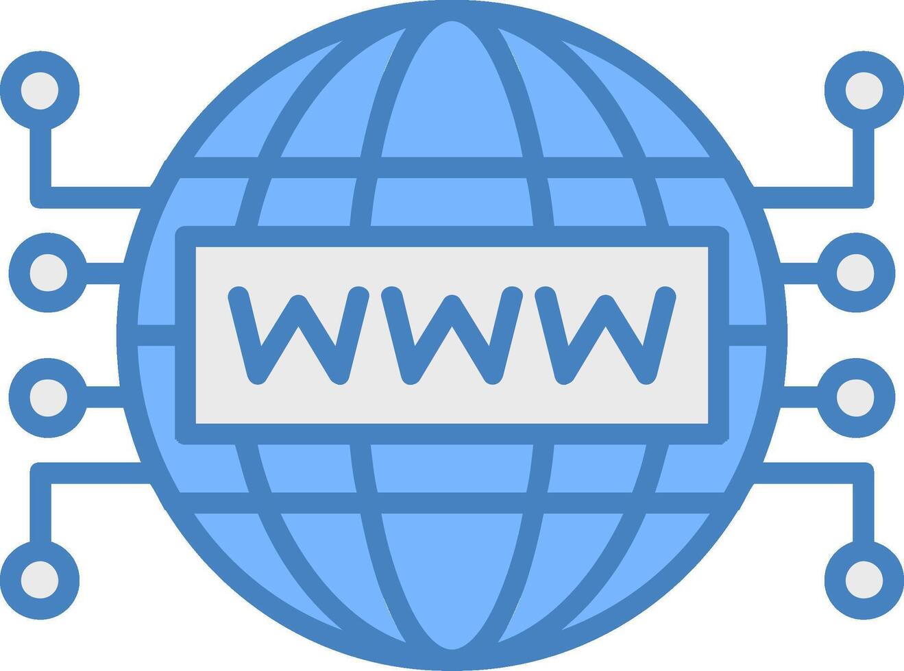 Internet línea lleno azul icono vector
