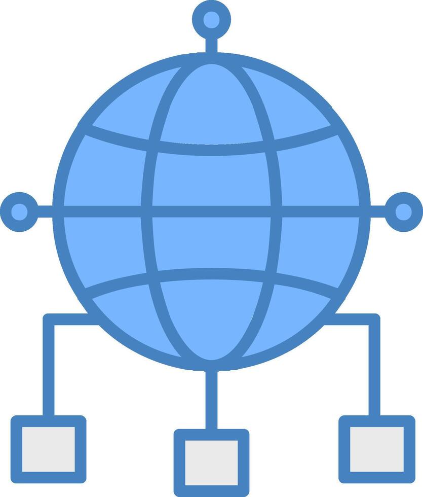 Global Connections Line Filled Blue Icon vector