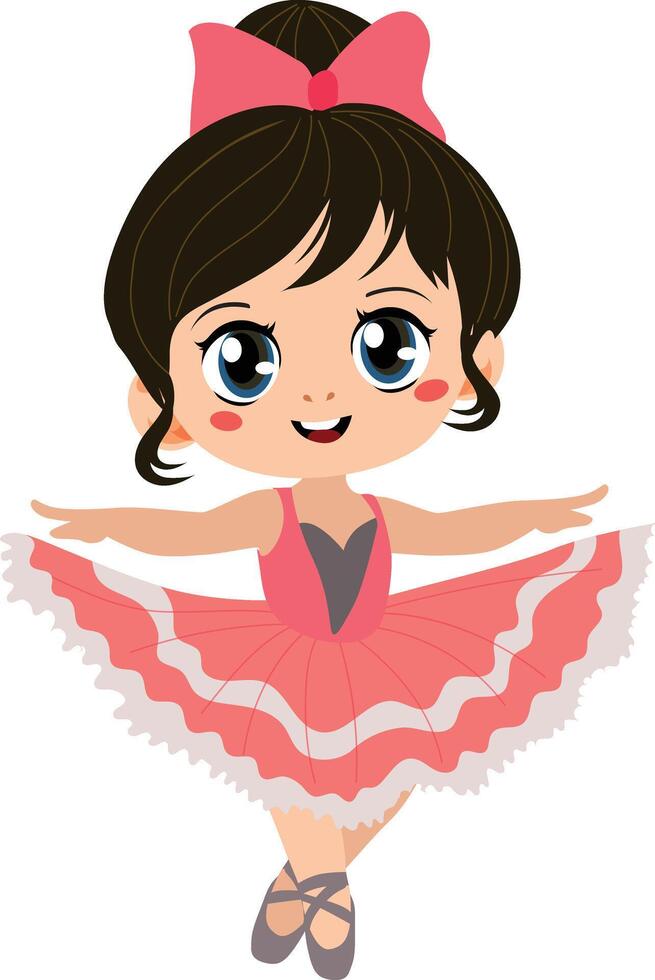 cute ballerina girls cartoon character vector