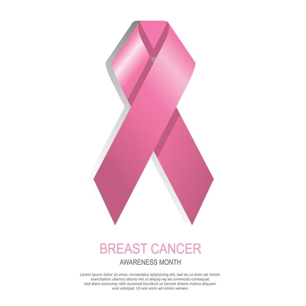 Breast cancer awareness ribbon background. Flat illustration vector