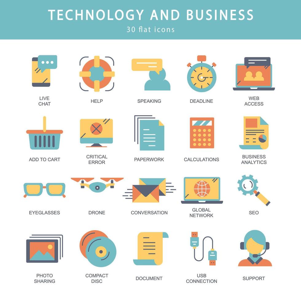 Business and marketing, programming, data management, internet connection, social network, computing, information. Thin line blue icons set. Flat illustration vector