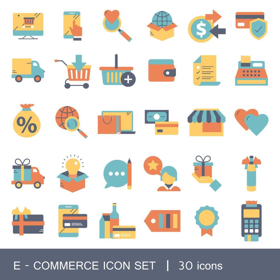 E commerce and shopping icon collection. Flat illustration vector