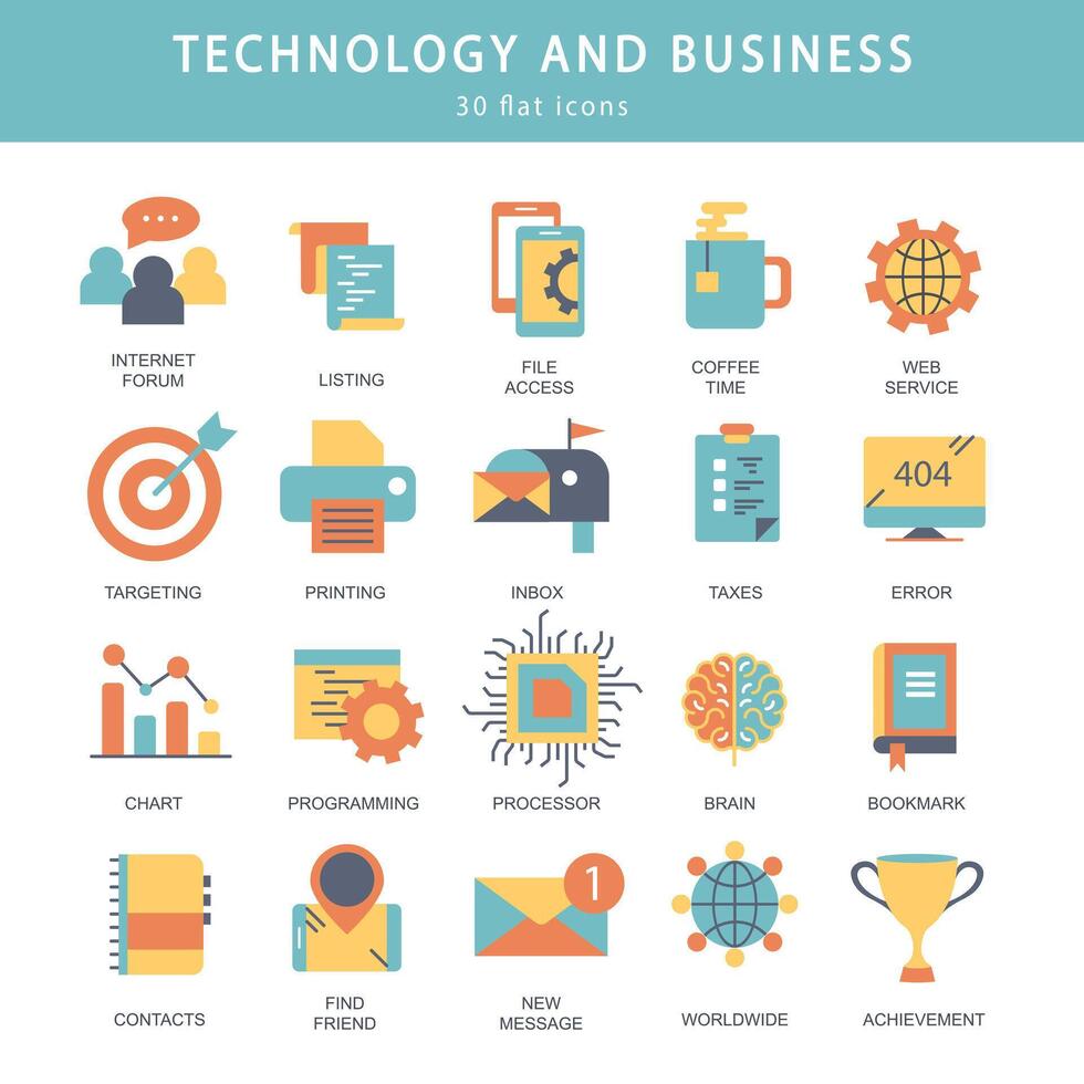 Business and marketing, programming, data management, internet connection, social network, computing, information. Thin line blue icons set. Flat illustration vector