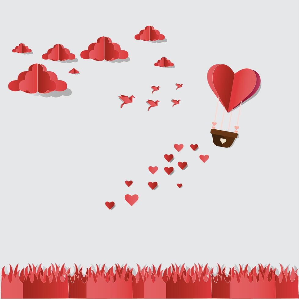 hand made papercut love design vector
