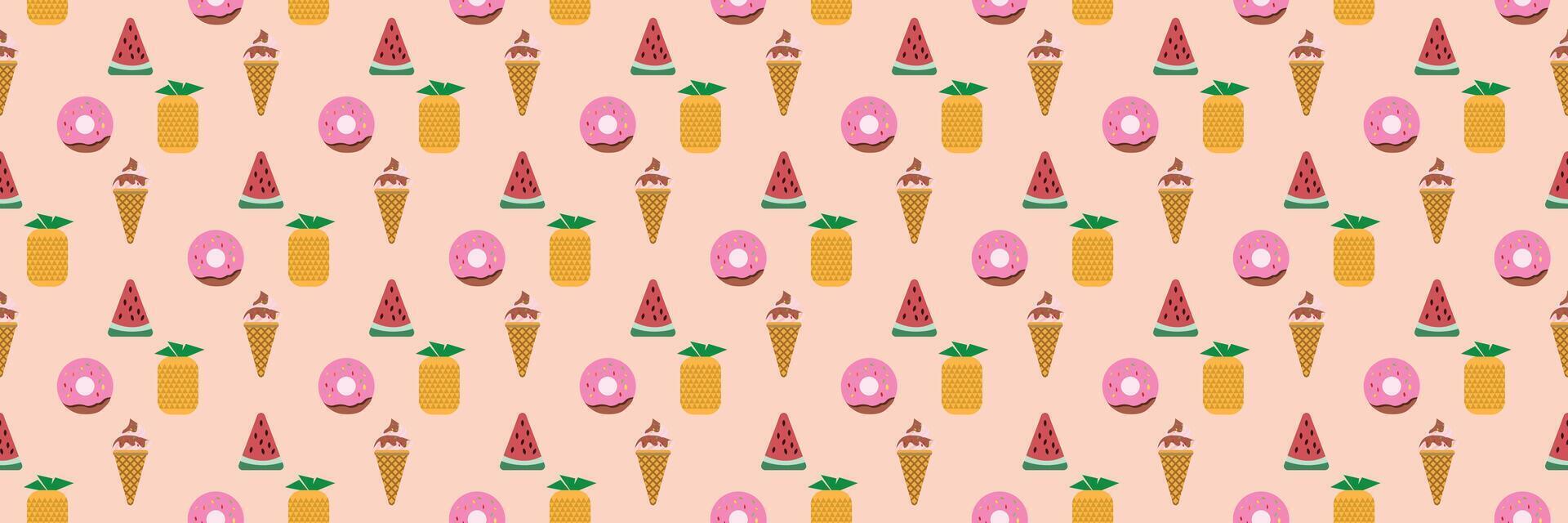 seamless pattern cute fruit pattern design vector