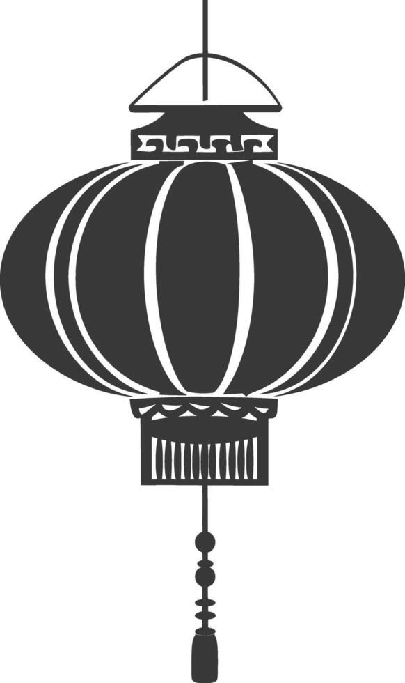 silhouette chinese traditional asian lantern black color only vector