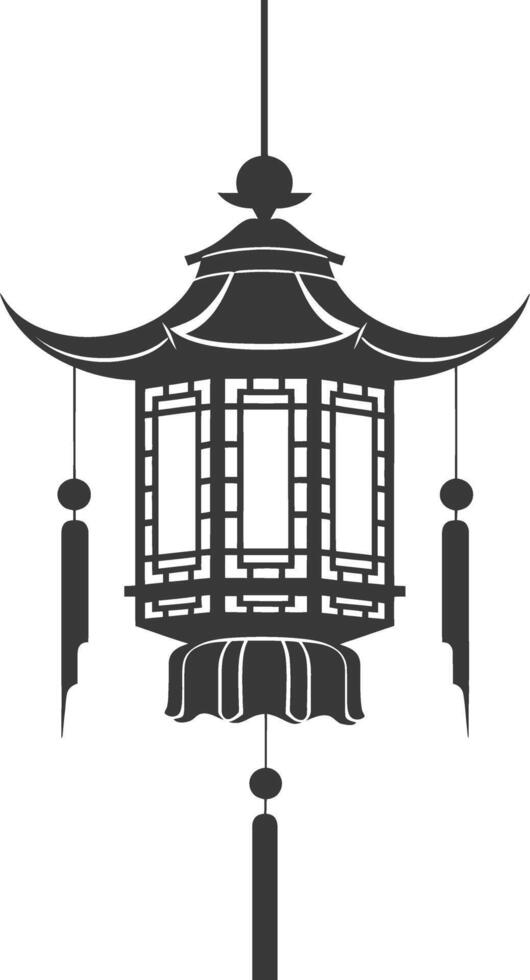 silhouette chinese traditional asian lantern black color only vector