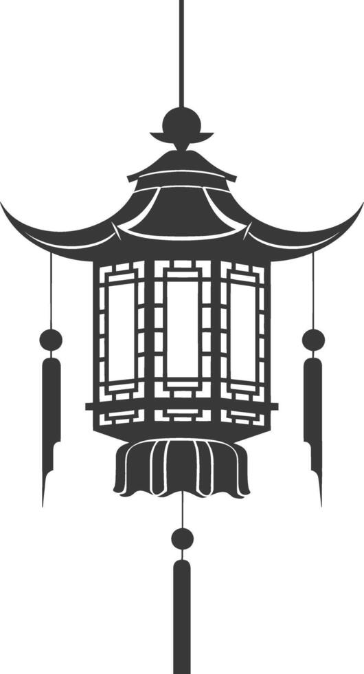 silhouette chinese traditional asian lantern black color only vector