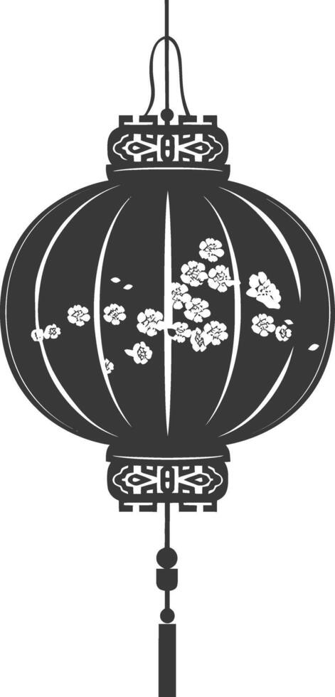 silhouette chinese traditional asian lantern black color only vector