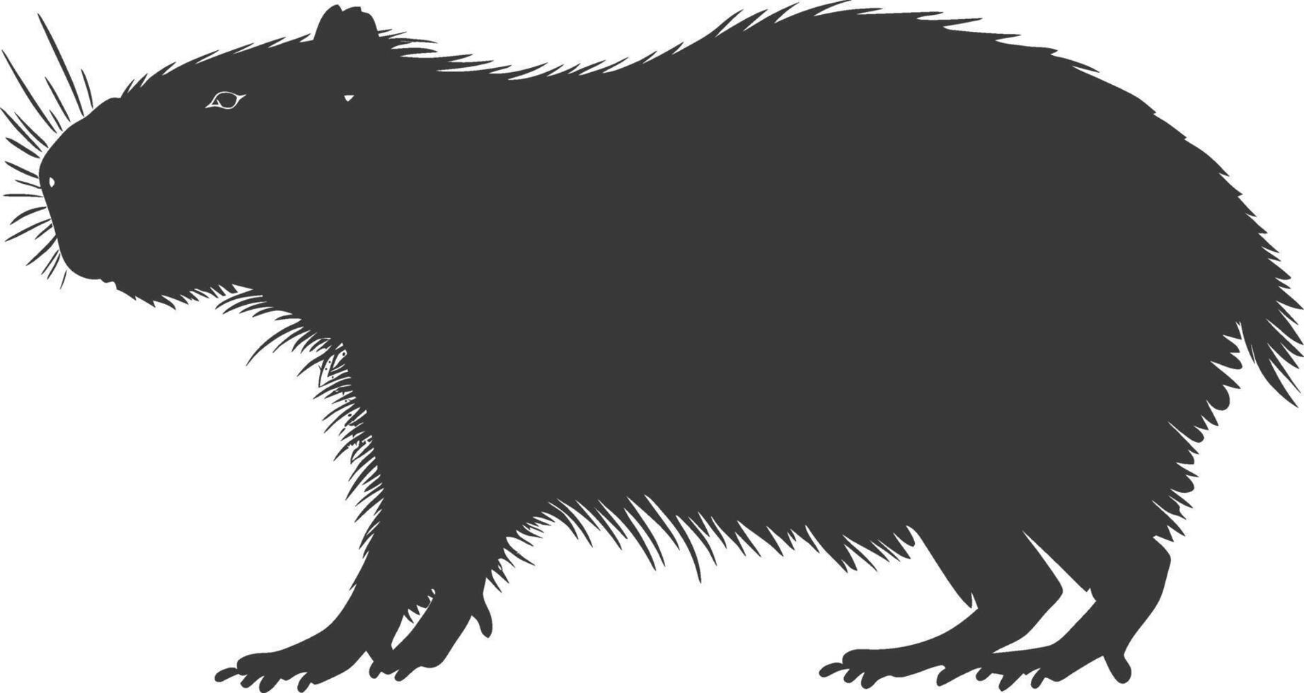 Silhouette capybara animal black color only full body vector