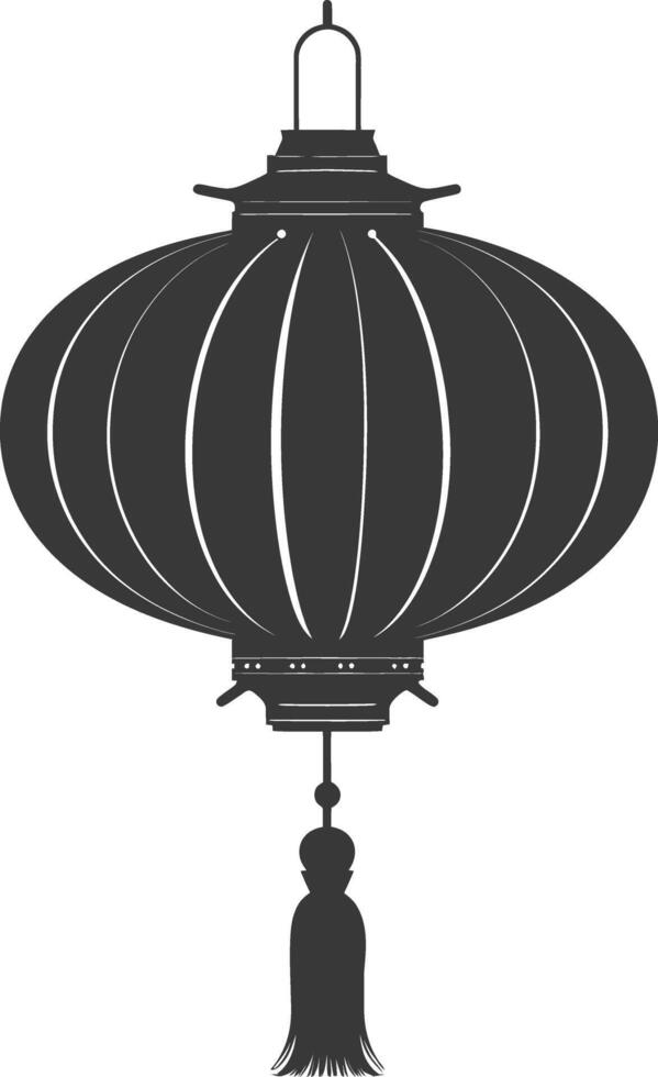 silhouette chinese traditional asian lantern black color only vector