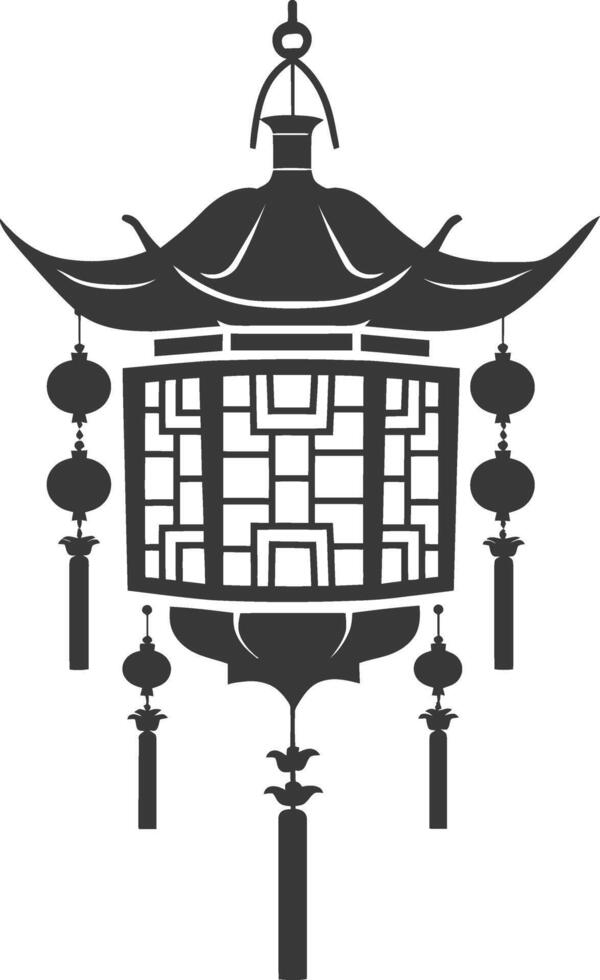 silhouette chinese traditional asian lantern black color only vector