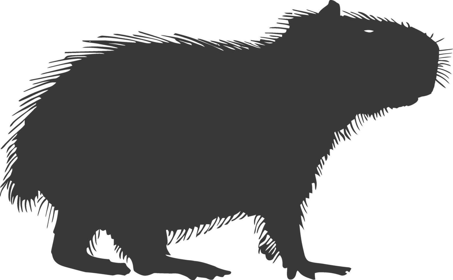 Silhouette capybara animal black color only full body vector