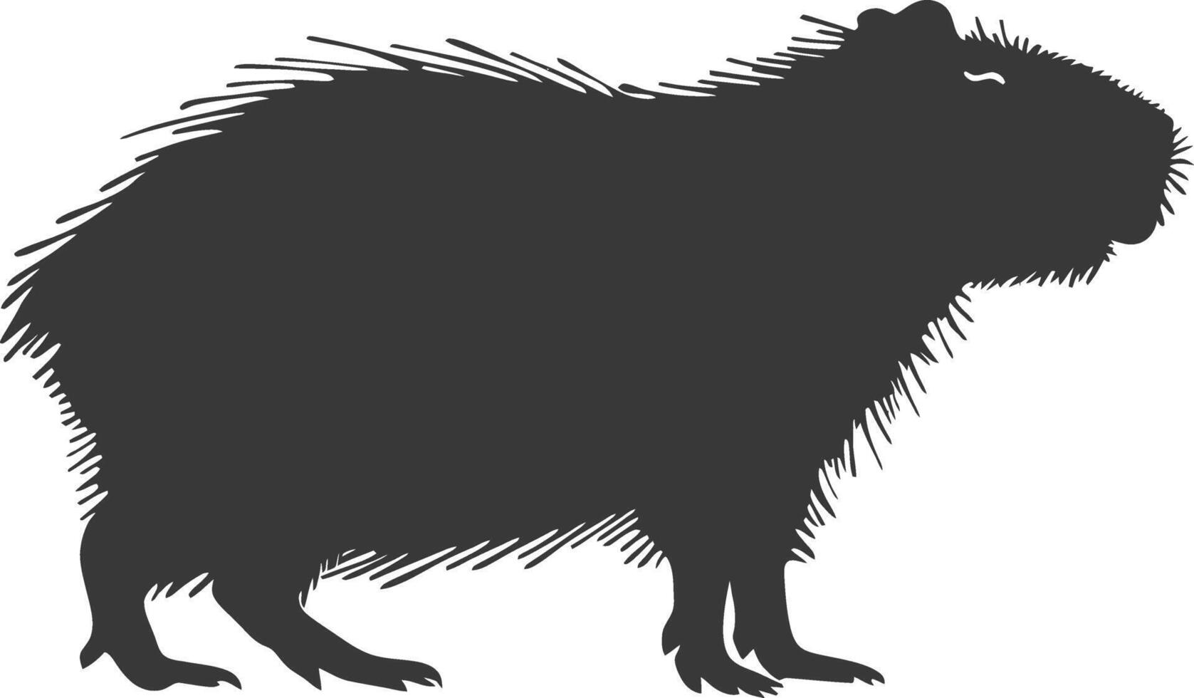 Silhouette capybara animal black color only full body vector