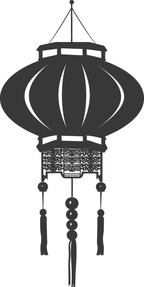 silhouette chinese traditional asian lantern black color only vector