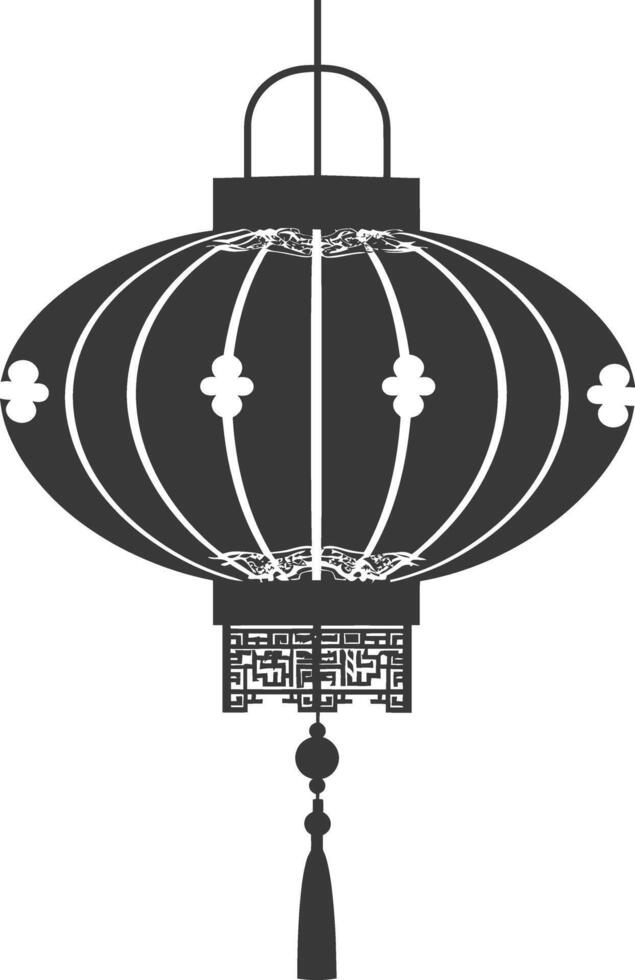 silhouette chinese traditional asian lantern black color only vector