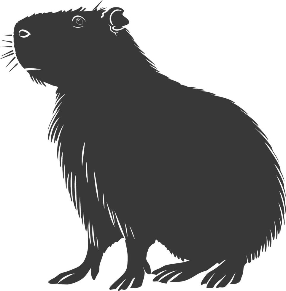 Silhouette capybara animal black color only full body vector