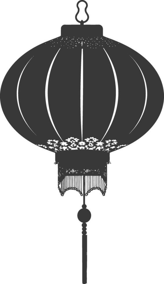 silhouette chinese traditional asian lantern black color only vector