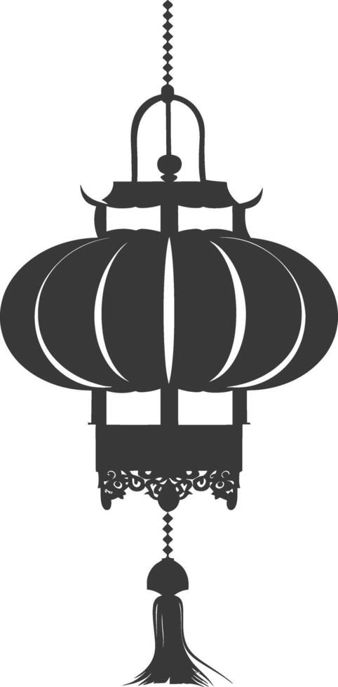 silhouette chinese traditional asian lantern black color only vector