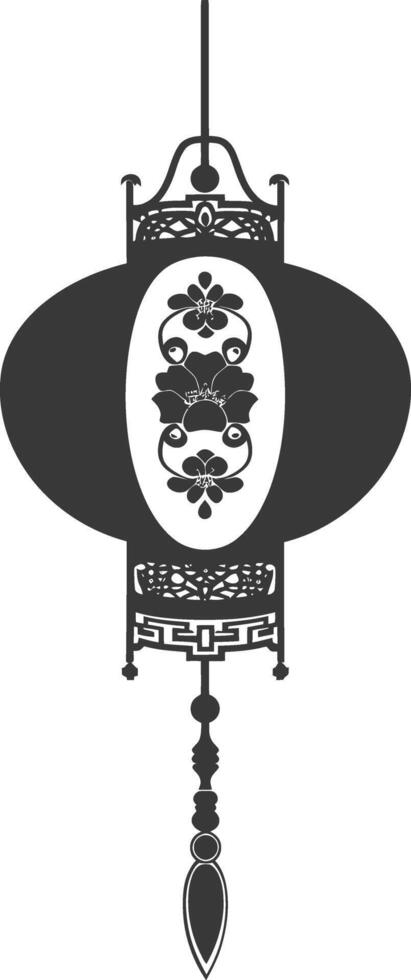 silhouette chinese traditional asian lantern black color only vector