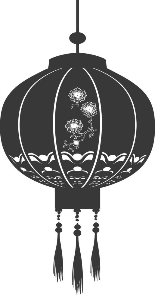 silhouette chinese traditional asian lantern black color only vector