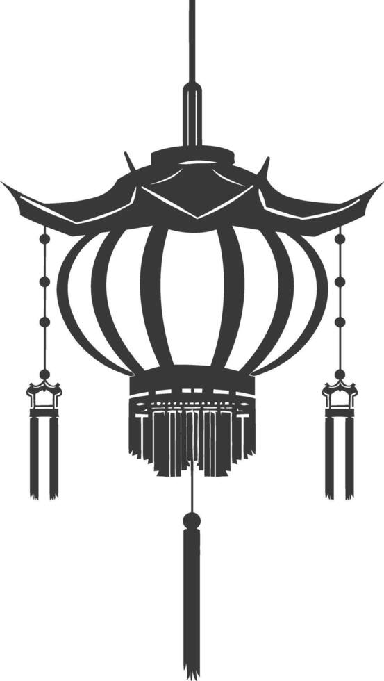 silhouette chinese traditional asian lantern black color only vector