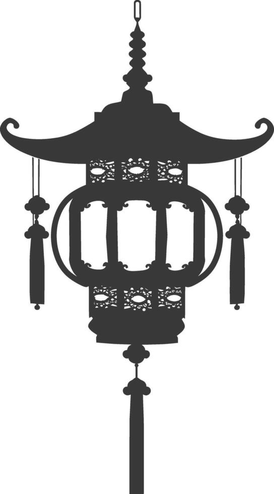 silhouette chinese traditional asian lantern black color only vector