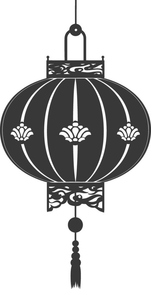 silhouette chinese traditional asian lantern black color only vector